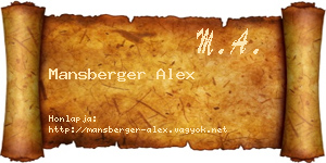 Mansberger Alex névjegykártya